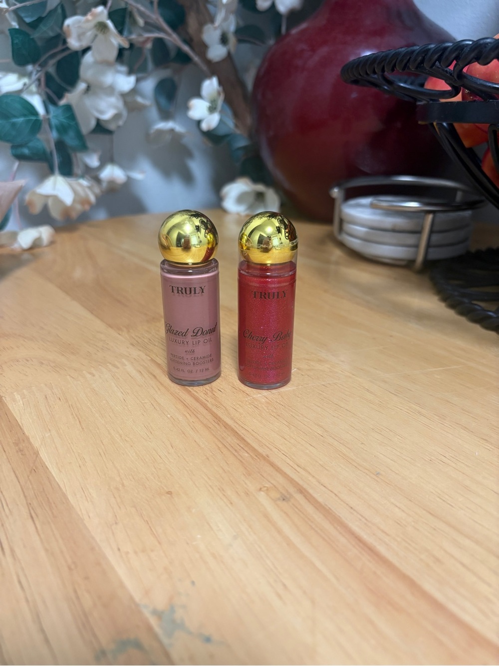 Bundle of 2 ~ Truly Luxury Peptide Lip Oil in GLAZED DONUT & CHERRY BABY, NWOB
